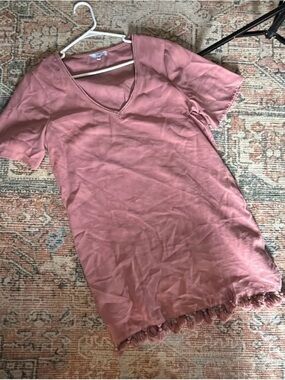 Fate Dusty Rose V-Neck Mini Dress